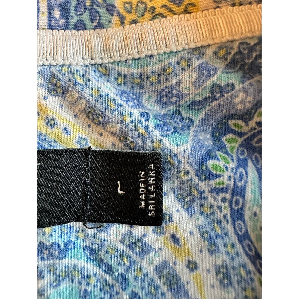 Lauren Ralph Lauren Pajamas Set Blue Yellow Paisley Short Sleeve Capri Pants - Picture 5 of 16